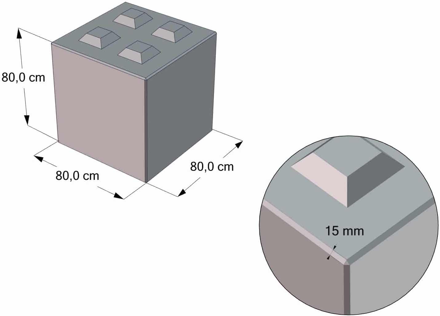 Stapelbetonblok 80x80x80cm