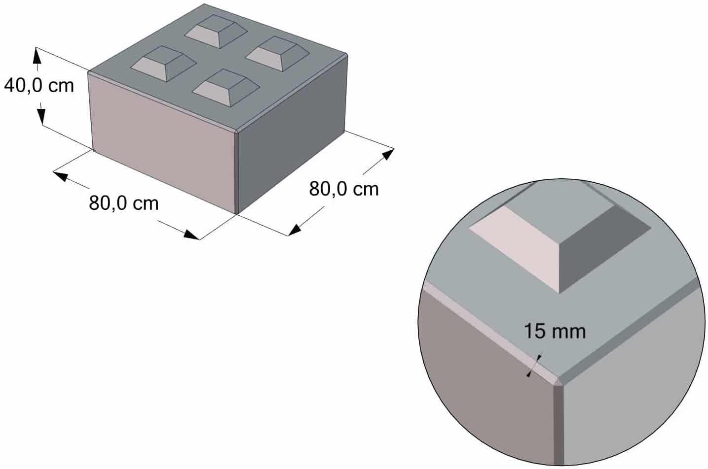 Stapelbetonblok 80x80x40cm