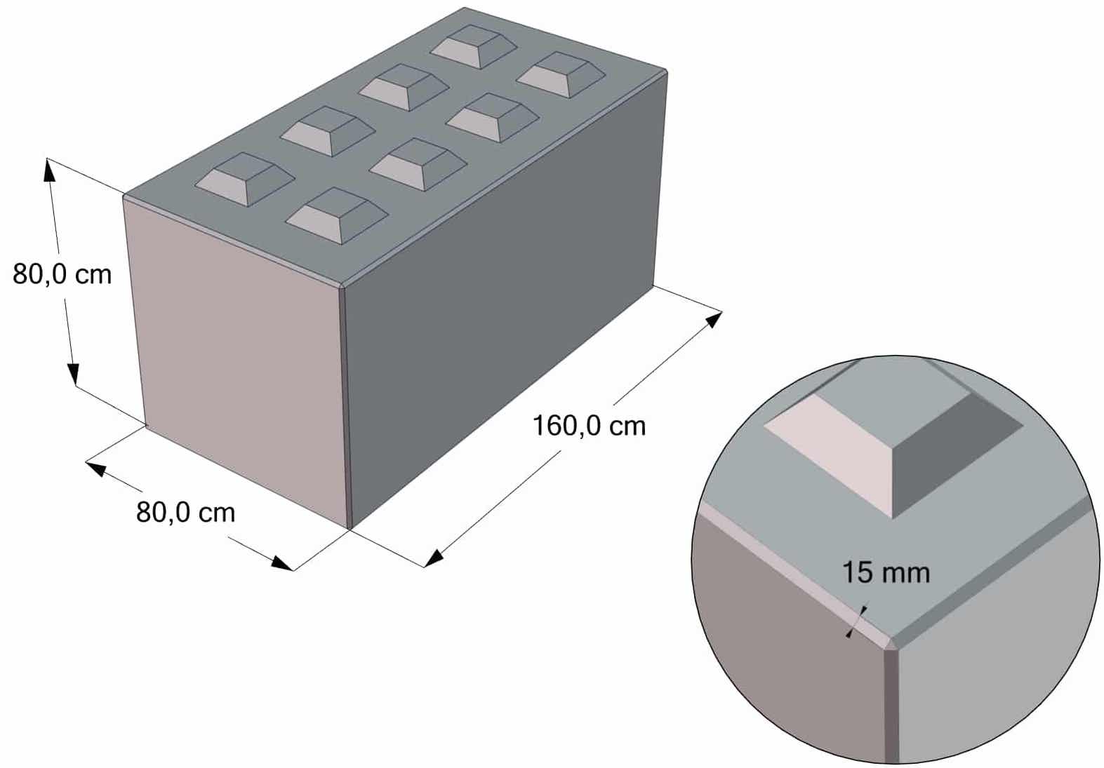 Stapelbetonblok 160x80x80cm